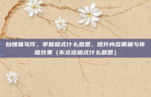 自媒体写作，掌握格式什么意思，提升内容质量与传播效果（东北话格式什么意思）