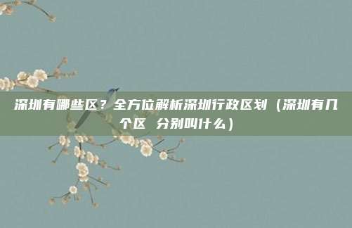 深圳有哪些区？全方位解析深圳行政区划（深圳有几个区 分别叫什么）