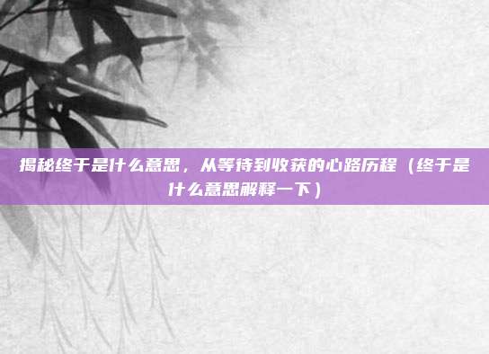 揭秘终于是什么意思，从等待到收获的心路历程（终于是什么意思解释一下）