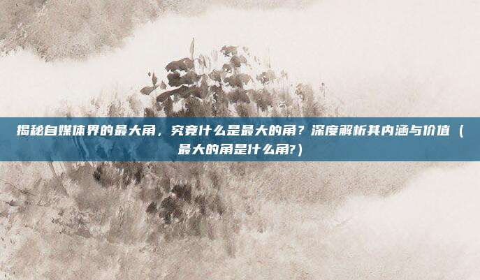 揭秘自媒体界的最大角，究竟什么是最大的角？深度解析其内涵与价值（最大的角是什么角?）