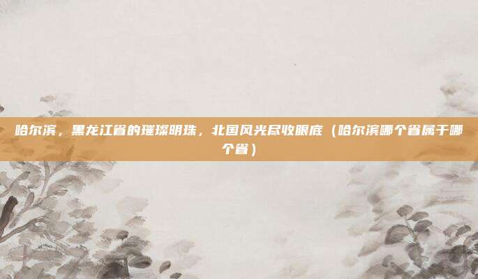 哈尔滨，黑龙江省的璀璨明珠，北国风光尽收眼底（哈尔滨哪个省属于哪个省）