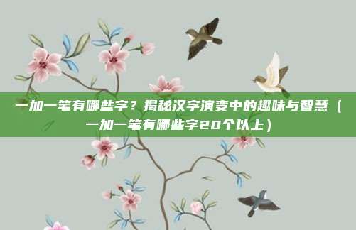 一加一笔有哪些字？揭秘汉字演变中的趣味与智慧（一加一笔有哪些字20个以上）