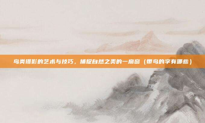 鸟类摄影的艺术与技巧，捕捉自然之美的一扇窗（带鸟的字有哪些）
