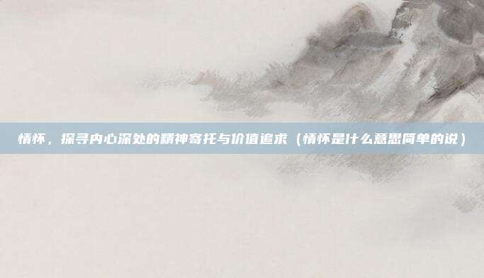情怀，探寻内心深处的精神寄托与价值追求（情怀是什么意思简单的说）