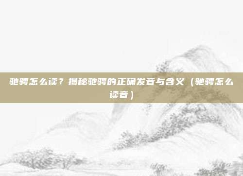 驰骋怎么读？揭秘驰骋的正确发音与含义（驰骋怎么读音）