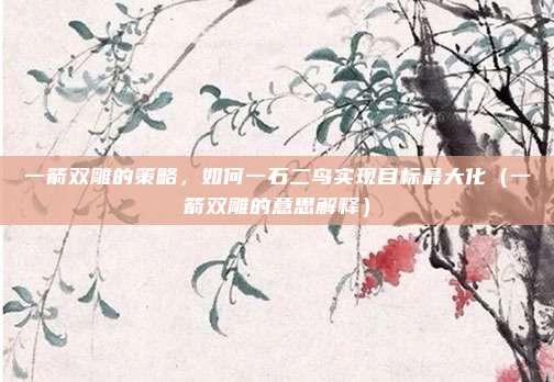 一箭双雕的策略，如何一石二鸟实现目标最大化（一箭双雕的意思解释）