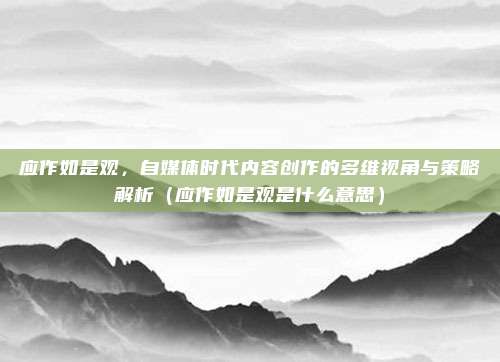 应作如是观，自媒体时代内容创作的多维视角与策略解析（应作如是观是什么意思）