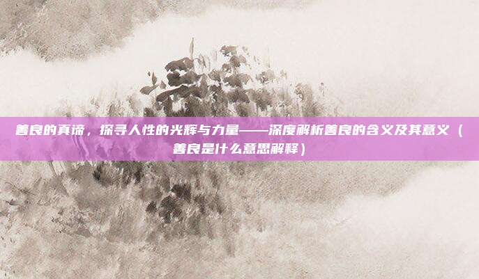 善良的真谛，探寻人性的光辉与力量——深度解析善良的含义及其意义（善良是什么意思解释）