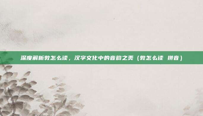 深度解析敦怎么读，汉字文化中的音韵之美（敦怎么读 拼音）