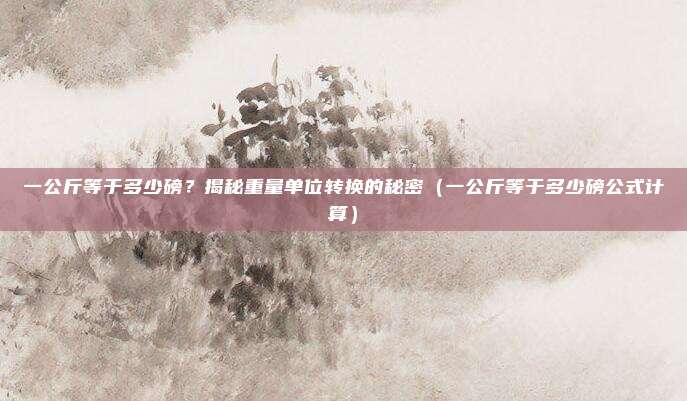 一公斤等于多少磅？揭秘重量单位转换的秘密（一公斤等于多少磅公式计算）