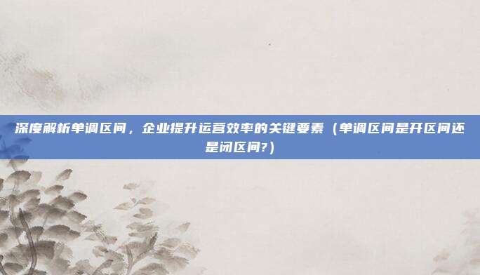 深度解析单调区间，企业提升运营效率的关键要素（单调区间是开区间还是闭区间?）