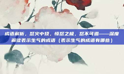 成语解析,怒火中烧,愤怒之极,怒不可遏——深度解读表示生气的成语(表示生气的成语有哪些)
