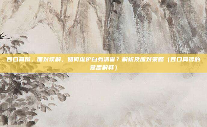 百口莫辩，面对误解，如何维护自身清誉？解析及应对策略（百口莫辩的意思解释）