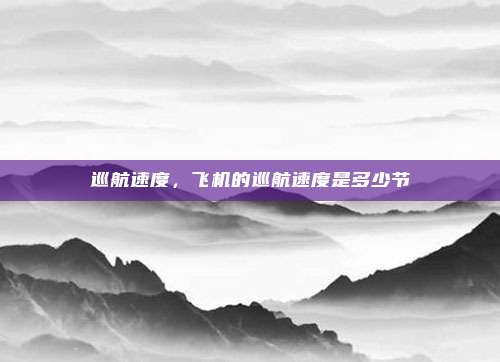 巡航速度,飞机的巡航速度是多少节