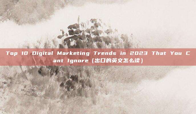 Top 10 Digital Marketing Trends in 2023 That You Cant Ignore（出口的英文怎么读）
