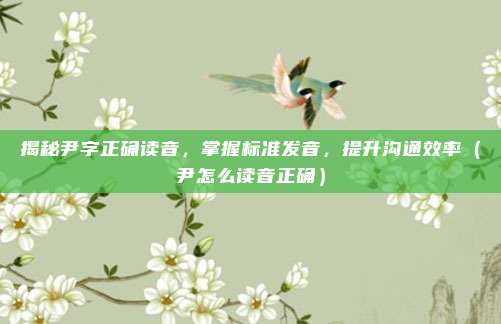 揭秘尹字正确读音，掌握标准发音，提升沟通效率（尹怎么读音正确）