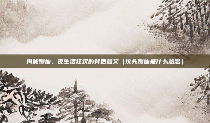 揭秘蹦迪，夜生活狂欢的背后意义（坟头蹦迪是什么意思）