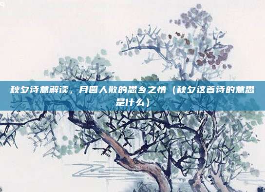 秋夕诗意解读，月圆人散的思乡之情（秋夕这首诗的意思是什么）