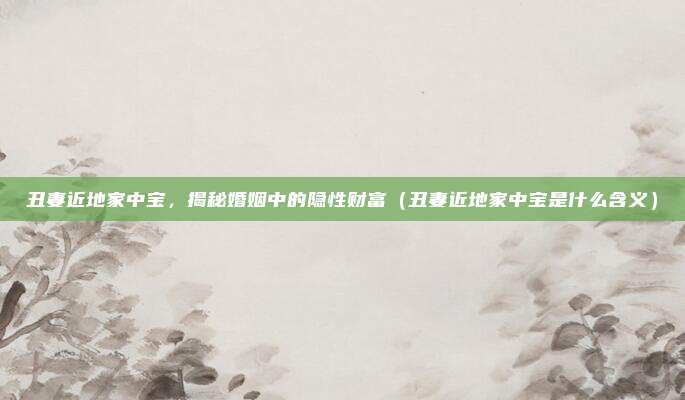 丑妻近地家中宝，揭秘婚姻中的隐性财富（丑妻近地家中宝是什么含义）