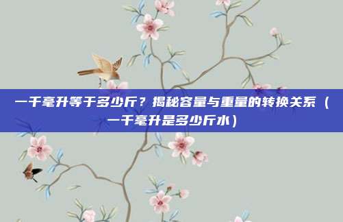 一千毫升等于多少斤？揭秘容量与重量的转换关系（一千毫升是多少斤水）