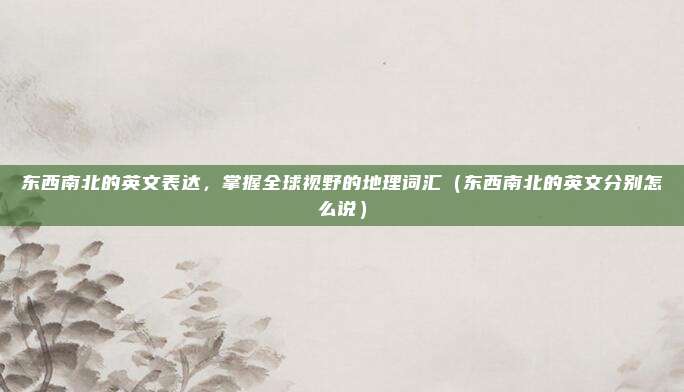 东西南北的英文表达，掌握全球视野的地理词汇（东西南北的英文分别怎么说）