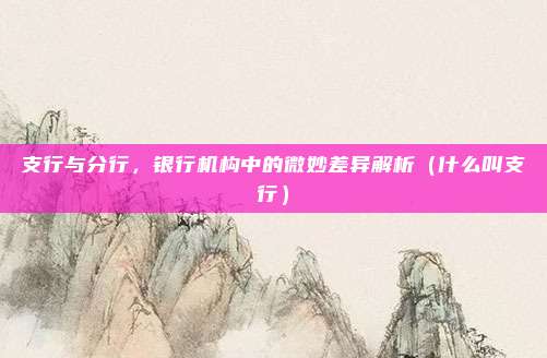 支行与分行，银行机构中的微妙差异解析（什么叫支行）
