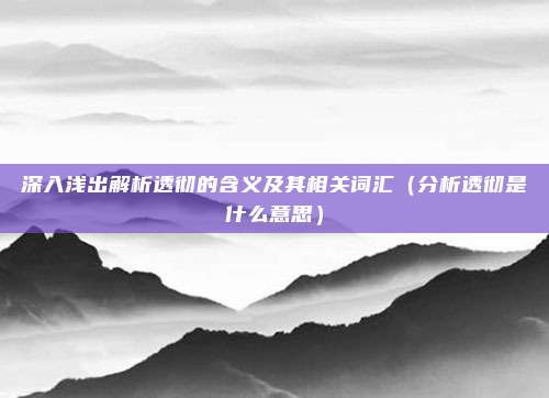 深入浅出解析透彻的含义及其相关词汇（分析透彻是什么意思）