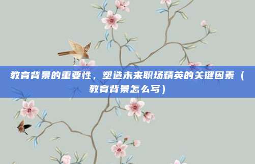 教育背景的重要性，塑造未来职场精英的关键因素（教育背景怎么写）