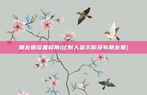 朋友圈设置权限(让别人显示你没有朋友圈)