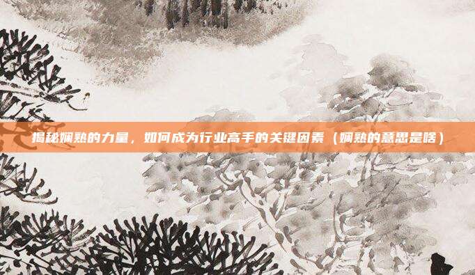 揭秘娴熟的力量，如何成为行业高手的关键因素（娴熟的意思是啥）
