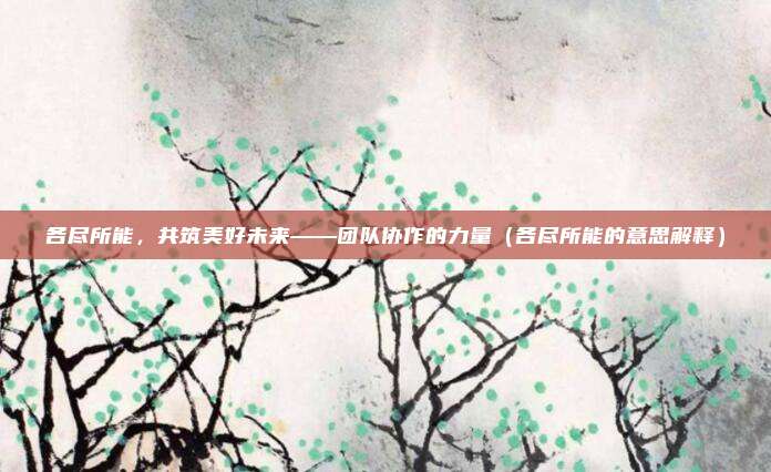 各尽所能，共筑美好未来——团队协作的力量（各尽所能的意思解释）