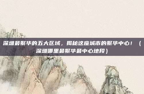 深圳最繁华的五大区域，揭秘这座城市的繁华中心！（深圳哪里最繁华最中心地段）
