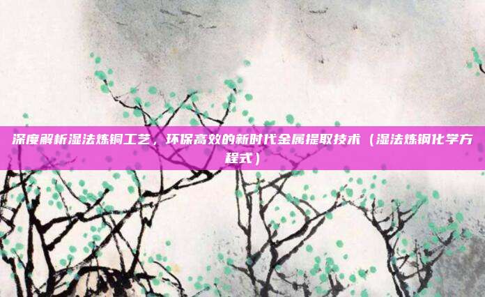 深度解析湿法炼铜工艺，环保高效的新时代金属提取技术（湿法炼钢化学方程式）