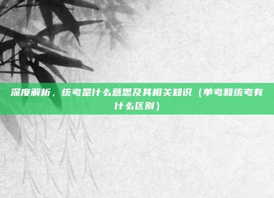 深度解析，统考是什么意思及其相关知识（单考和统考有什么区别）
