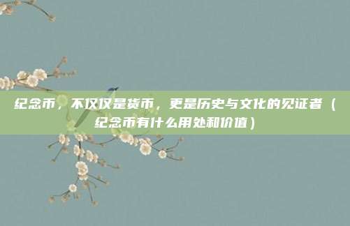 纪念币，不仅仅是货币，更是历史与文化的见证者（纪念币有什么用处和价值）