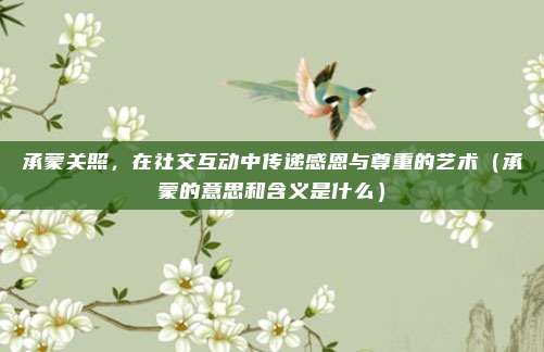 承蒙关照，在社交互动中传递感恩与尊重的艺术（承蒙的意思和含义是什么）
