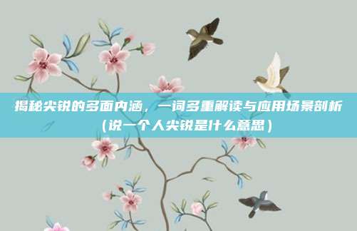 揭秘尖锐的多面内涵，一词多重解读与应用场景剖析（说一个人尖锐是什么意思）