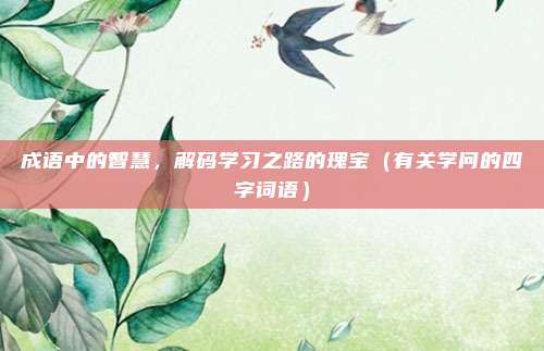 成语中的智慧，解码学习之路的瑰宝（有关学问的四字词语）