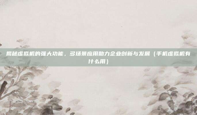 揭秘虚拟机的强大功能,多场景应用助力企业创新与发展(手机虚拟机有什么用)