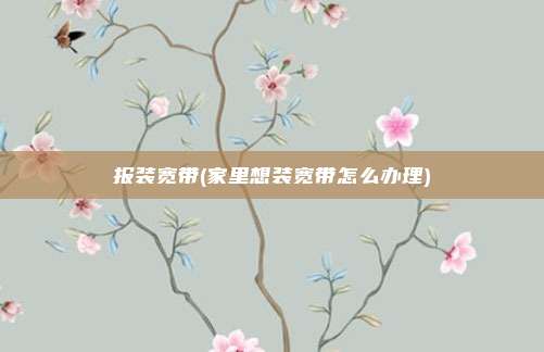报装宽带(家里想装宽带怎么办理)