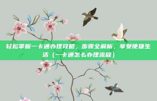 轻松掌握一卡通办理攻略，步骤全解析，享受便捷生活（一卡通怎么办理流程）