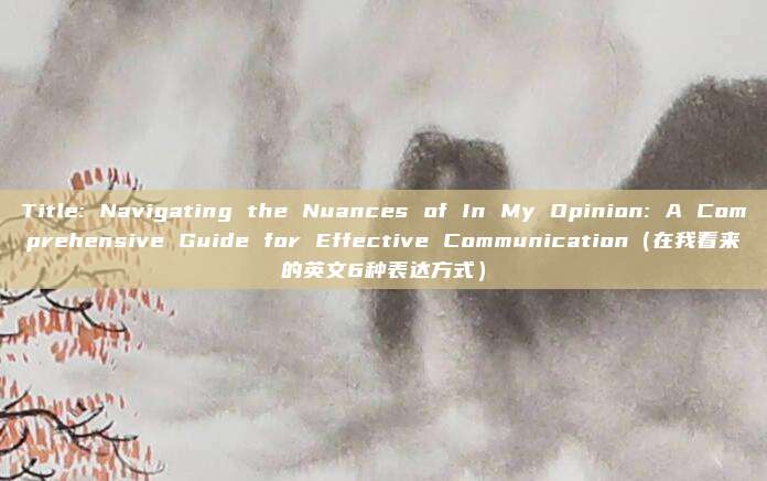 Title: Navigating the Nuances of In My Opinion: A Comprehensive Guide for Effective Communication（在我看来的英文6种表达方式）