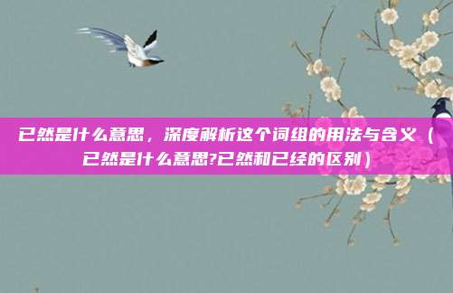 已然是什么意思，深度解析这个词组的用法与含义（已然是什么意思?已然和已经的区别）