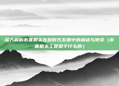深入解析市直机关在新时代发展中的角色与使命（市直机关工委是干什么的）