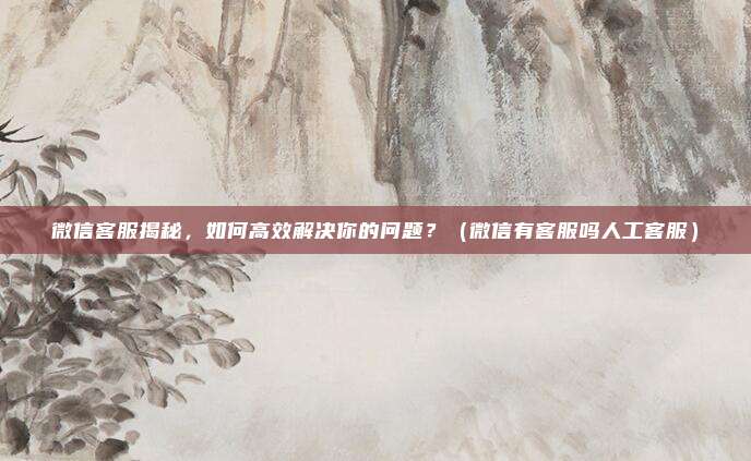 微信客服揭秘，如何高效解决你的问题？（微信有客服吗人工客服）