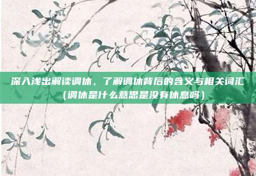 深入浅出解读调休,了解调休背后的含义与相关词汇(调休是什么意思是没有休息吗)