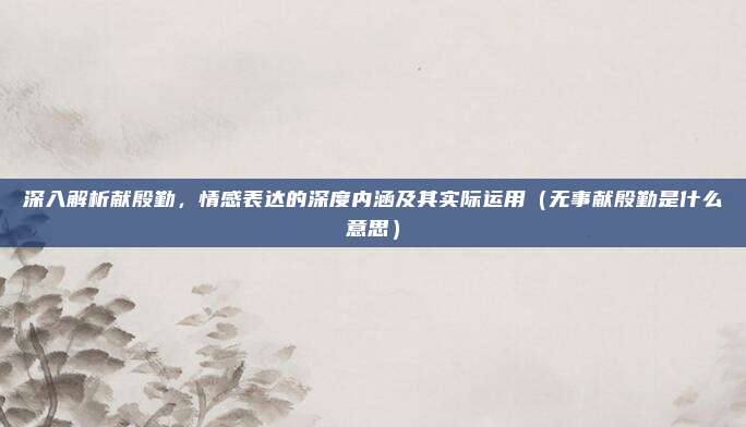 深入解析献殷勤，情感表达的深度内涵及其实际运用（无事献殷勤是什么意思）
