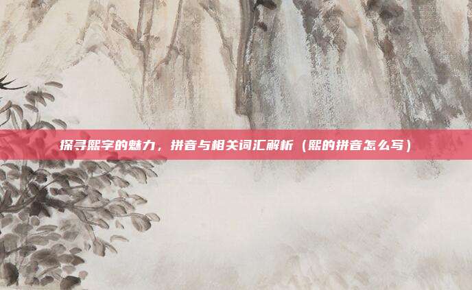 探寻熙字的魅力，拼音与相关词汇解析（熙的拼音怎么写）
