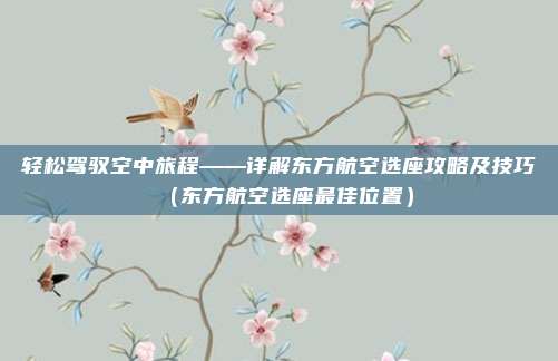 轻松驾驭空中旅程——详解东方航空选座攻略及技巧（东方航空选座最佳位置）