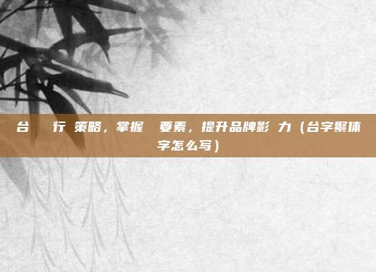 台灣網絡行銷策略，掌握關鍵要素，提升品牌影響力（台字繁体字怎么写）